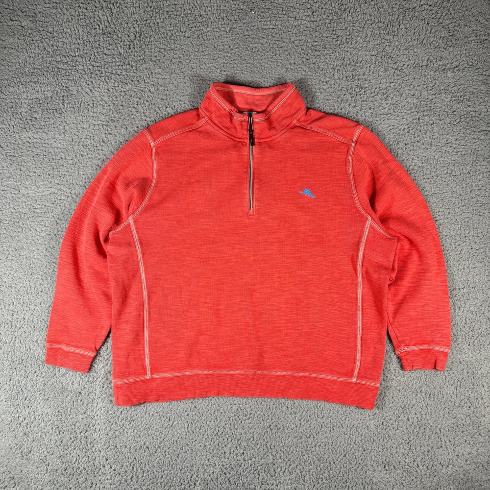 Tommy Bahama Montego Beach Half-Zip‎ Sweatshirt 2XL Red Pullover